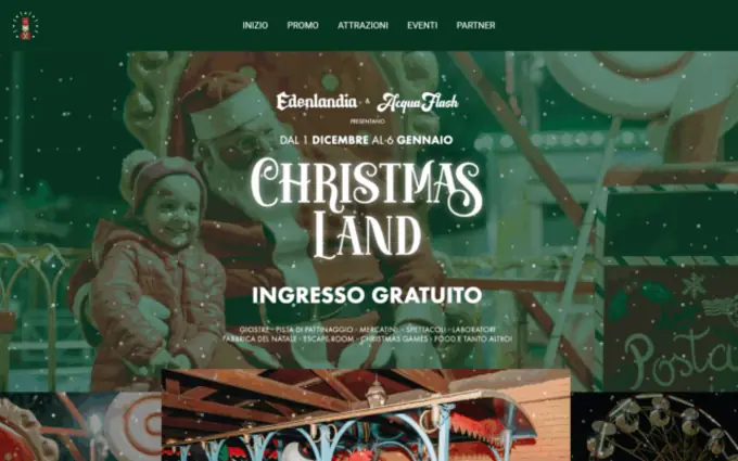 Homepage del sito dell'evento Christmasland