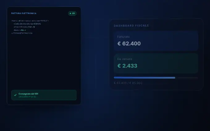 Fattura elettronica consegnata allo SDI e dashboard fiscale di Quotify